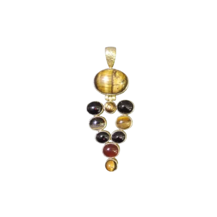 Pendentif en Oeil de Tigre, Grenat et cornaline